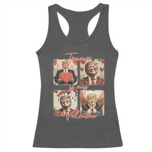 Funny Trump Is My Valentine Racerback Tank Top Cupid Angel Trump Red Heart TS11 Dark Heather Print Your Wear