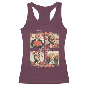 Funny Trump Is My Valentine Racerback Tank Top Cupid Angel Trump Red Heart TS11 Maroon Print Your Wear