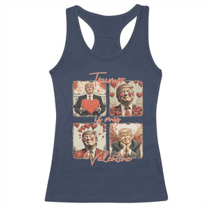 Funny Trump Is My Valentine Racerback Tank Top Cupid Angel Trump Red Heart TS11 Navy Print Your Wear