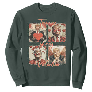 Funny Trump Is My Valentine Sweatshirt Cupid Angel Trump Red Heart TS11 Dark Forest Green Print Your Wear