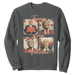 Funny Trump Is My Valentine Sweatshirt Cupid Angel Trump Red Heart TS11 Dark Heather Print Your Wear