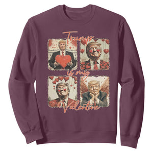Funny Trump Is My Valentine Sweatshirt Cupid Angel Trump Red Heart TS11 Maroon Print Your Wear