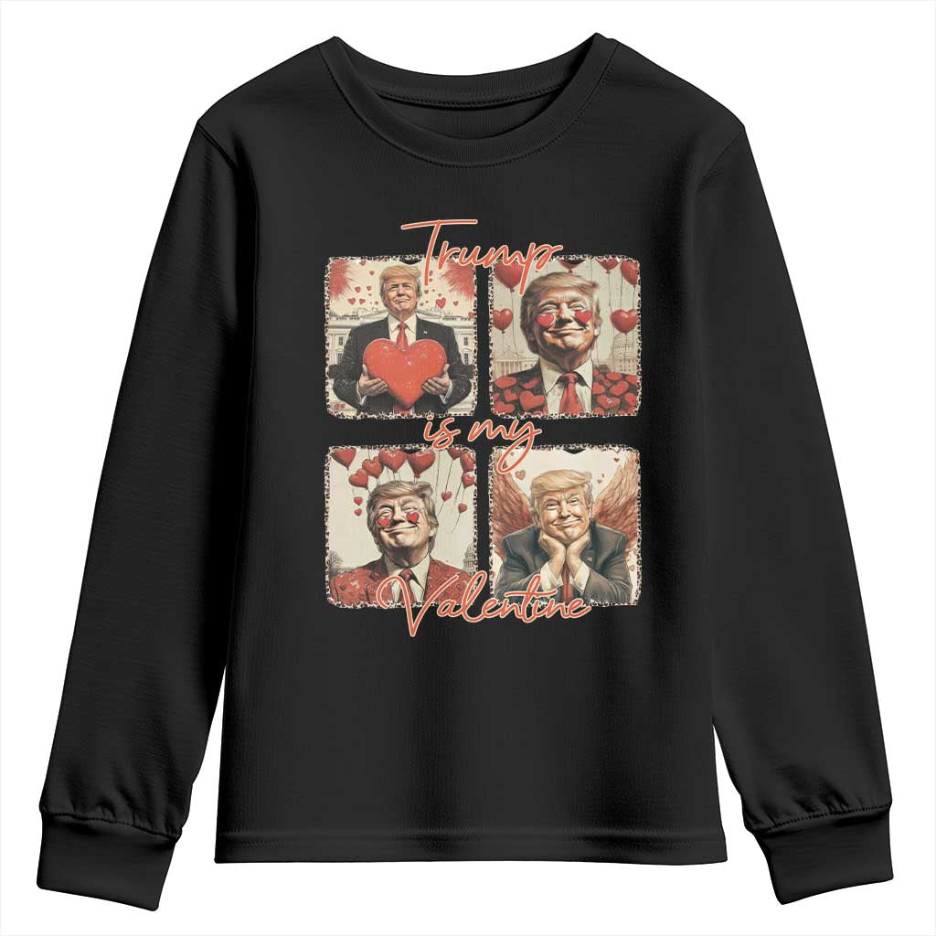 Funny Trump Is My Valentine Youth Sweatshirt Cupid Angel Trump Red Heart TS11 Black Print Your Wear