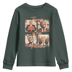 Funny Trump Is My Valentine Youth Sweatshirt Cupid Angel Trump Red Heart TS11 Dark Forest Green Print Your Wear