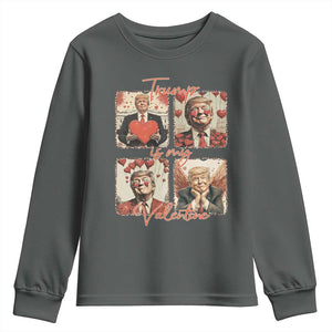 Funny Trump Is My Valentine Youth Sweatshirt Cupid Angel Trump Red Heart TS11 Dark Heather Print Your Wear