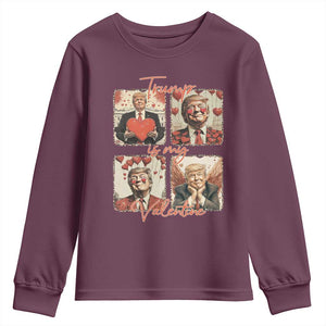 Funny Trump Is My Valentine Youth Sweatshirt Cupid Angel Trump Red Heart TS11 Maroon Print Your Wear