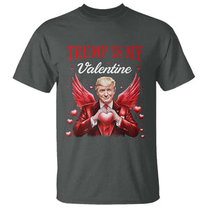 Funny Trump Is My Valentine T Shirt Cupid Trump Red Heart TS11 Dark Heather Print Your Wear