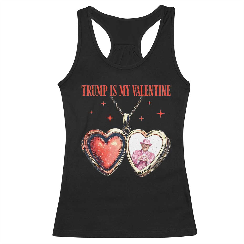 Funny Trump Is My Valentine Racerback Tank Top Valentine's Day Pink Trump Heart Necklace TS11 Black Print Your Wear