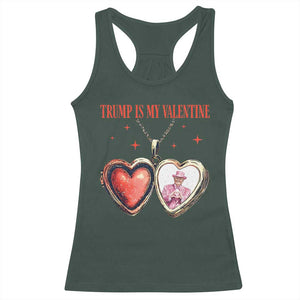 Funny Trump Is My Valentine Racerback Tank Top Valentine's Day Pink Trump Heart Necklace TS11 Dark Forest Green Print Your Wear