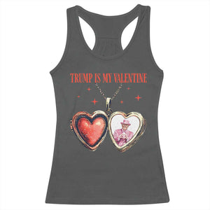 Funny Trump Is My Valentine Racerback Tank Top Valentine's Day Pink Trump Heart Necklace TS11 Dark Heather Print Your Wear