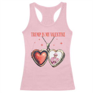 Funny Trump Is My Valentine Racerback Tank Top Valentine's Day Pink Trump Heart Necklace TS11 Light Pink Print Your Wear