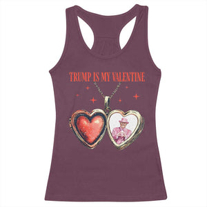 Funny Trump Is My Valentine Racerback Tank Top Valentine's Day Pink Trump Heart Necklace TS11 Maroon Print Your Wear