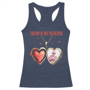 Funny Trump Is My Valentine Racerback Tank Top Valentine's Day Pink Trump Heart Necklace TS11 Navy Print Your Wear