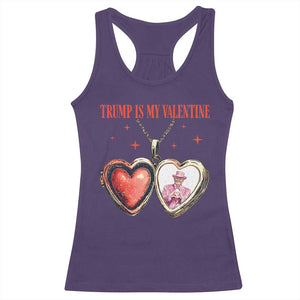 Funny Trump Is My Valentine Racerback Tank Top Valentine's Day Pink Trump Heart Necklace TS11 Purple Print Your Wear