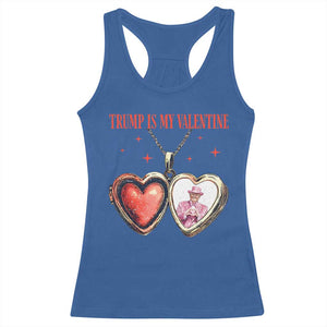Funny Trump Is My Valentine Racerback Tank Top Valentine's Day Pink Trump Heart Necklace TS11 Royal Blue Print Your Wear