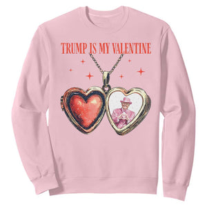 Funny Trump Is My Valentine Sweatshirt Valentine's Day Pink Trump Heart Necklace TS11 Light Pink Print Your Wear