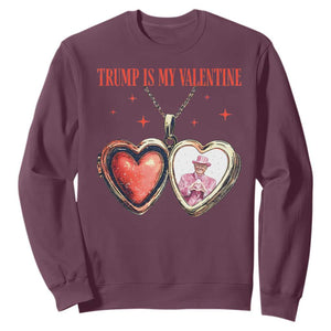 Funny Trump Is My Valentine Sweatshirt Valentine's Day Pink Trump Heart Necklace TS11 Maroon Print Your Wear