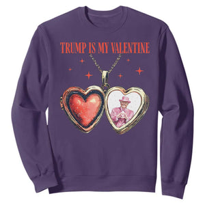 Funny Trump Is My Valentine Sweatshirt Valentine's Day Pink Trump Heart Necklace TS11 Purple Print Your Wear