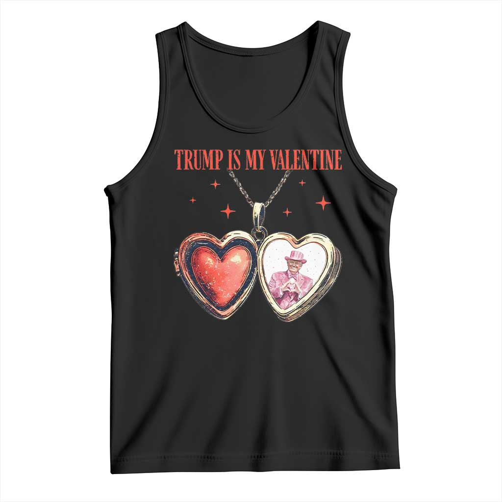 Funny Trump Is My Valentine Tank Top Valentine's Day Pink Trump Heart Necklace TS11 Black Print Your Wear