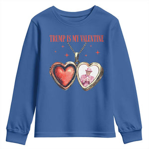 Funny Trump Is My Valentine Youth Sweatshirt Valentine's Day Pink Trump Heart Necklace TS11 Royal Blue Print Your Wear