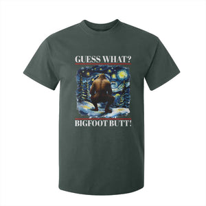 Funny Bigfoot Guess What T Shirt For Kid Butt Sasquatch Starry Night TS11 Dark Forest Green Print Your Wear