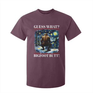 Funny Bigfoot Guess What T Shirt For Kid Butt Sasquatch Starry Night TS11 Maroon Print Your Wear