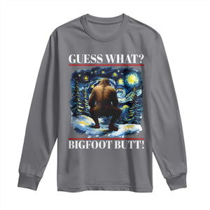 Funny Bigfoot Guess What Long Sleeve Shirt Butt Sasquatch Starry Night TS11 Charcoal Print Your Wear
