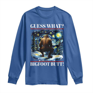 Funny Bigfoot Guess What Long Sleeve Shirt Butt Sasquatch Starry Night TS11 Royal Blue Print Your Wear