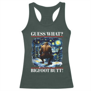 Funny Bigfoot Guess What Racerback Tank Top Butt Sasquatch Starry Night TS11 Dark Forest Green Print Your Wear