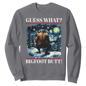 Funny Bigfoot Guess What Sweatshirt Butt Sasquatch Starry Night TS11 Charcoal Print Your Wear