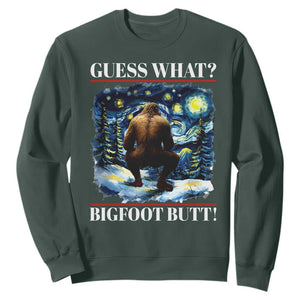Funny Bigfoot Guess What Sweatshirt Butt Sasquatch Starry Night TS11 Dark Forest Green Print Your Wear