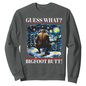 Funny Bigfoot Guess What Sweatshirt Butt Sasquatch Starry Night TS11 Dark Heather Print Your Wear