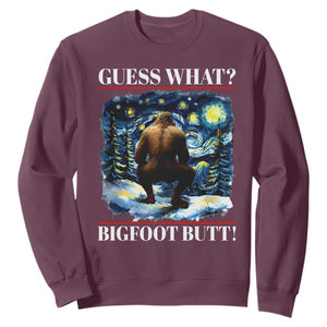Funny Bigfoot Guess What Sweatshirt Butt Sasquatch Starry Night TS11 Maroon Print Your Wear