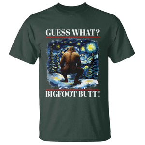 Funny Bigfoot Guess What T Shirt Butt Sasquatch Starry Night TS11 Dark Forest Green Print Your Wear