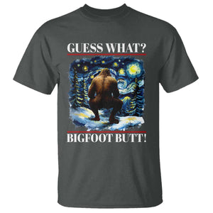 Funny Bigfoot Guess What T Shirt Butt Sasquatch Starry Night TS11 Dark Heather Print Your Wear