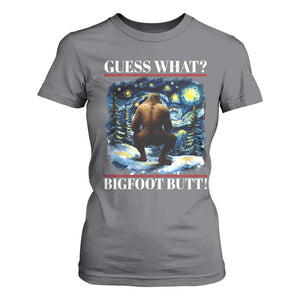 Funny Bigfoot Guess What T Shirt For Women Butt Sasquatch Starry Night TS11 Charcoal Print Your Wear