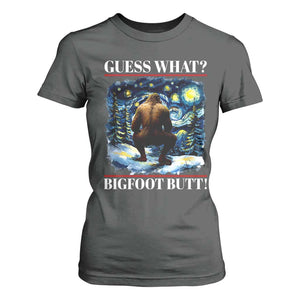 Funny Bigfoot Guess What T Shirt For Women Butt Sasquatch Starry Night TS11 Dark Heather Print Your Wear
