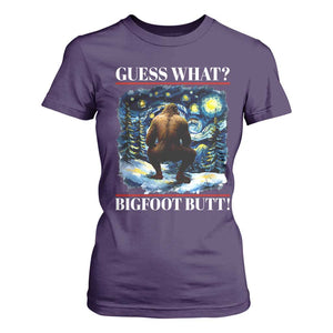 Funny Bigfoot Guess What T Shirt For Women Butt Sasquatch Starry Night TS11 Purple Print Your Wear
