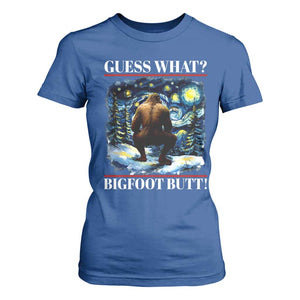 Funny Bigfoot Guess What T Shirt For Women Butt Sasquatch Starry Night TS11 Royal Blue Print Your Wear