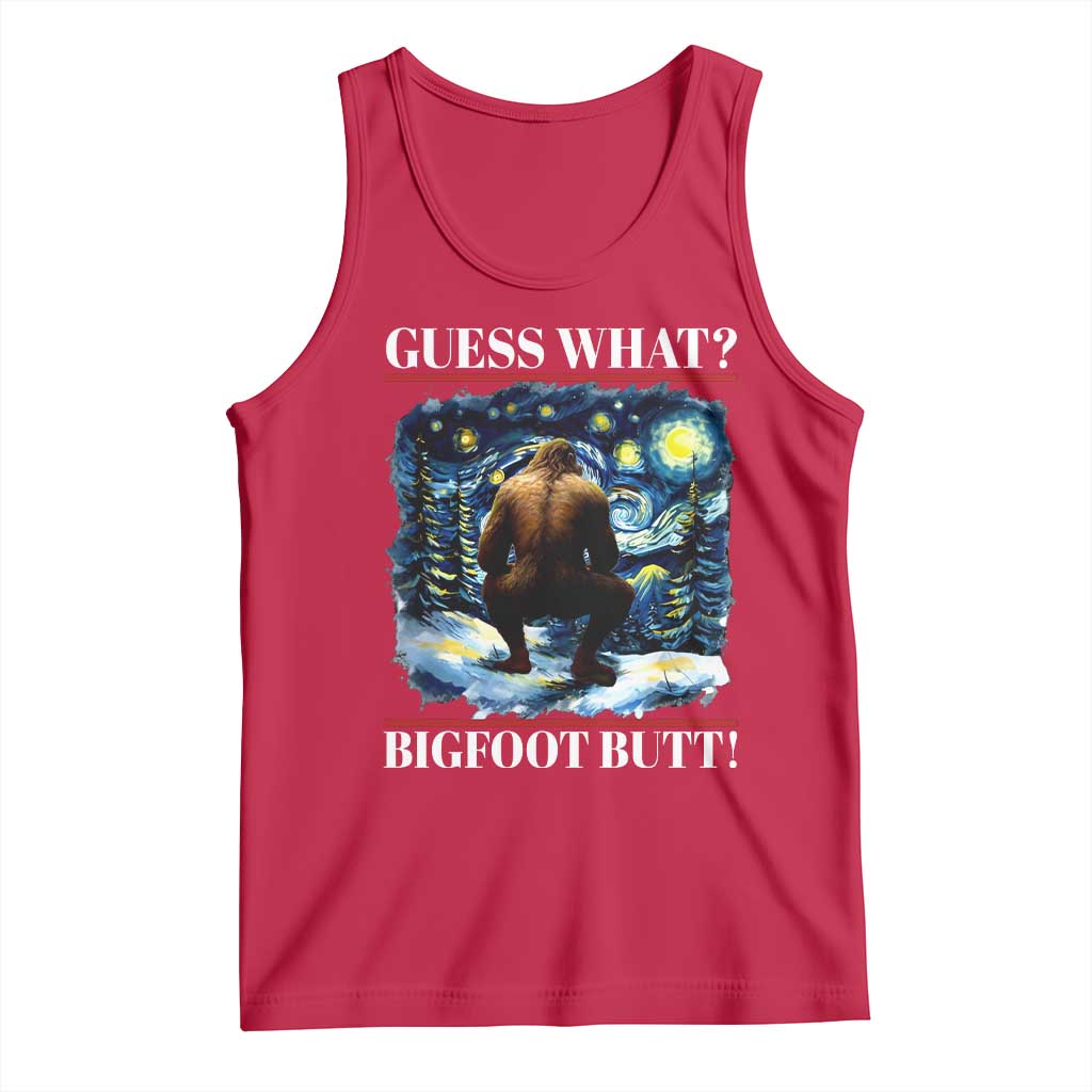 Funny Bigfoot Guess What Tank Top Butt Sasquatch Starry Night TS11 Red Print Your Wear