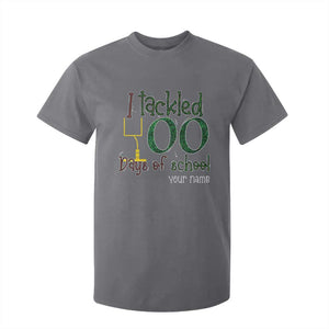Personalized 100TH Day Of School Football T Shirt For Kid Custom Text I Tackled 100 Days Of School TS11 Charcoal Print Your Wear
