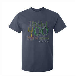 Personalized 100TH Day Of School Football T Shirt For Kid Custom Text I Tackled 100 Days Of School TS11 Navy Print Your Wear