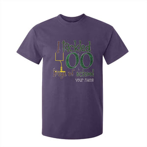 Personalized 100TH Day Of School Football T Shirt For Kid Custom Text I Tackled 100 Days Of School TS11 Purple Print Your Wear