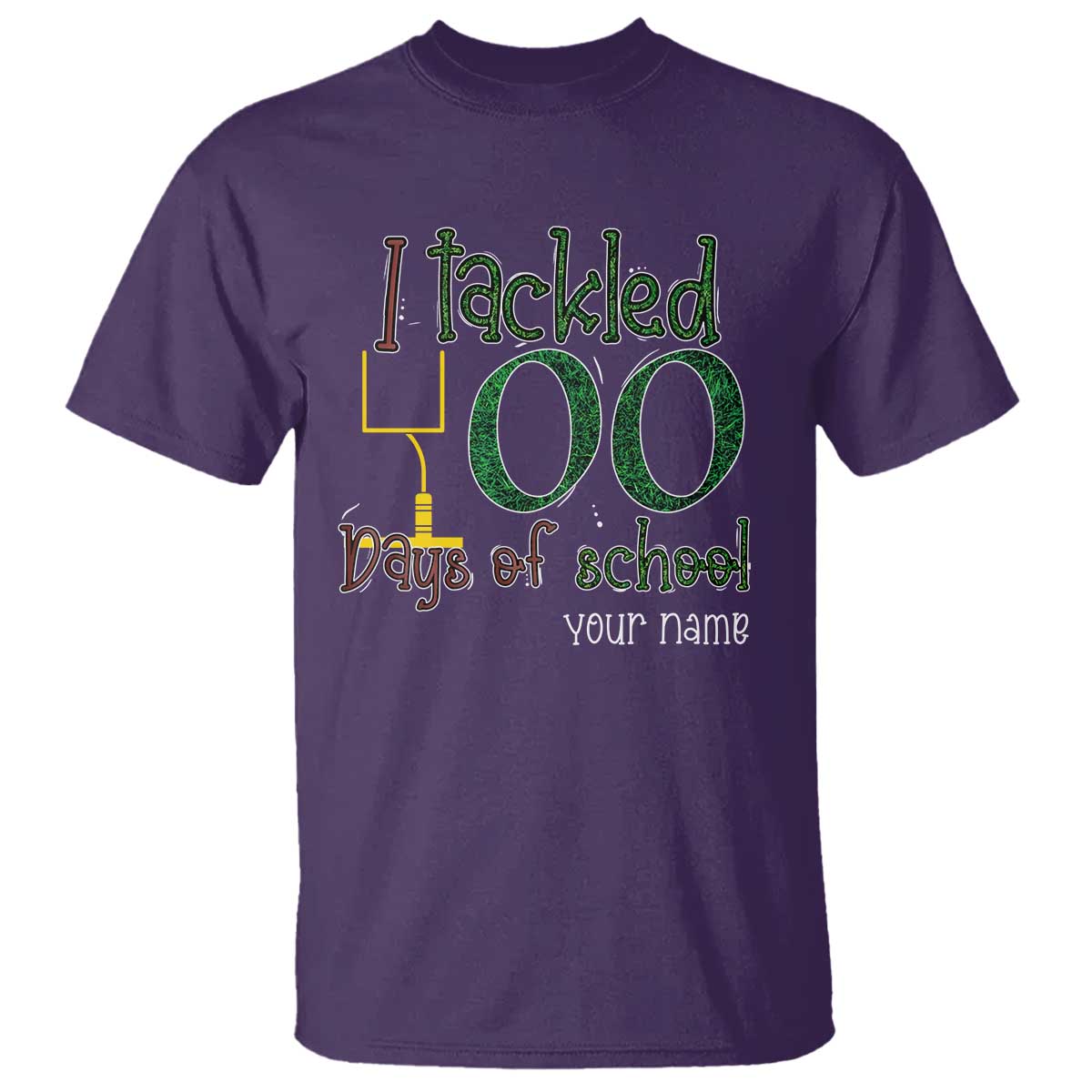 Personalized 100TH Day Of School Football T Shirt Custom Text I Tackled 100 Days Of School TS11 Purple Print Your Wear