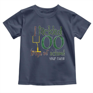 Personalized 100TH Day Of School Football Toddler T Shirt Custom Text I Tackled 100 Days Of School TS11 Navy Print Your Wear
