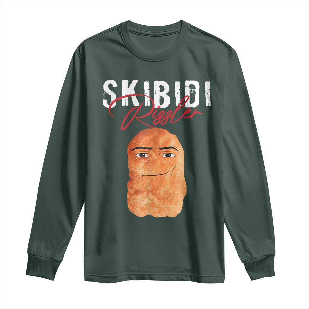 Funny Skibidi Toilet Rizzler Long Sleeve Shirt Brainrot Memes Rizz TS11 Dark Forest Green Print Your Wear