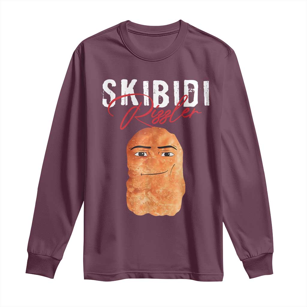 Funny Skibidi Toilet Rizzler Long Sleeve Shirt Brainrot Memes Rizz TS11 Maroon Print Your Wear