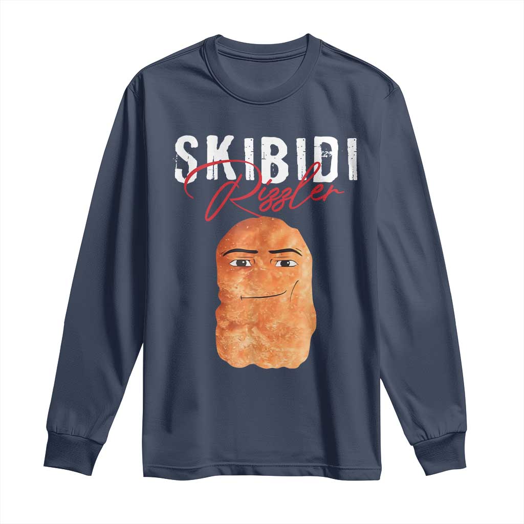 Funny Skibidi Toilet Rizzler Long Sleeve Shirt Brainrot Memes Rizz TS11 Navy Print Your Wear