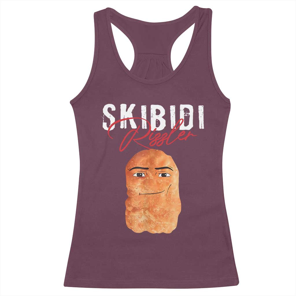 Funny Skibidi Toilet Rizzler Racerback Tank Top Brainrot Memes Rizz TS11 Maroon Print Your Wear