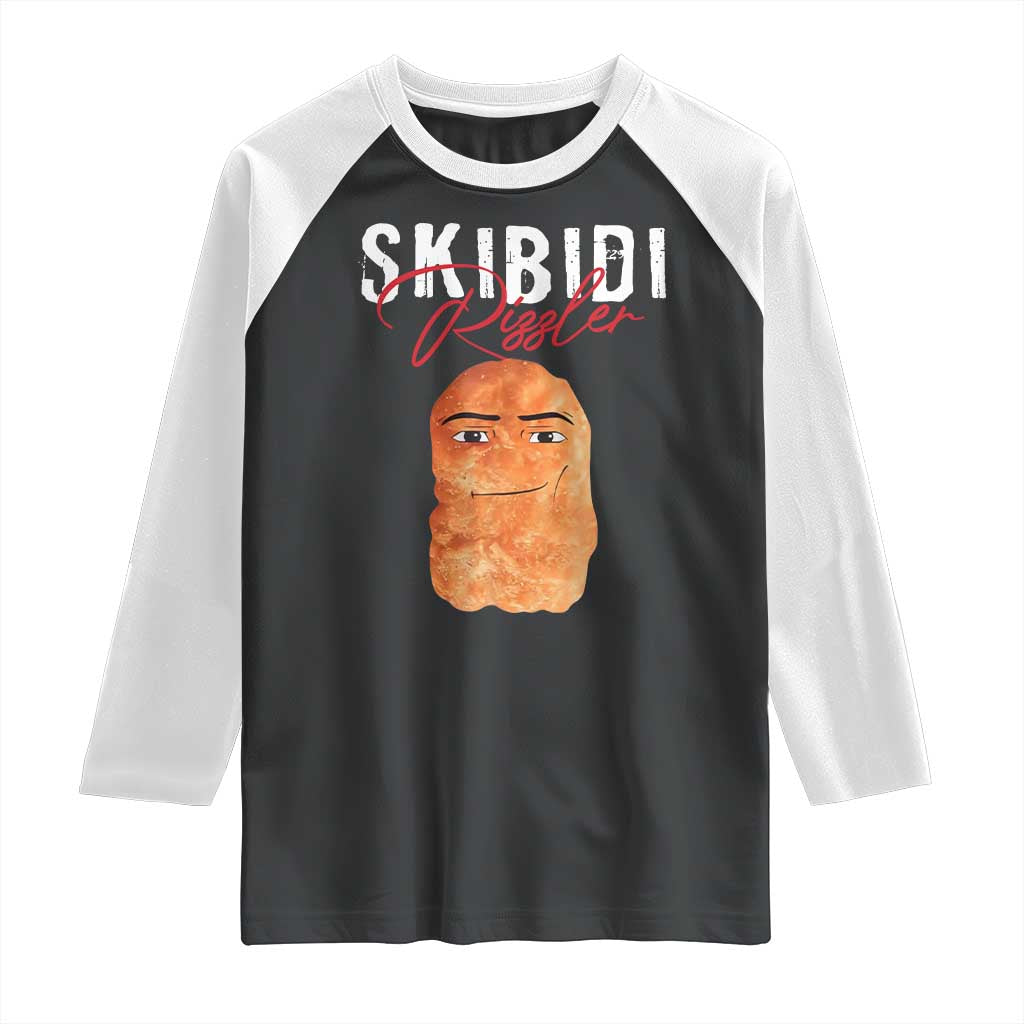 Funny Skibidi Toilet Rizzler Raglan Shirt Brainrot Memes Rizz TS11 Black White Print Your Wear